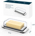KITCHENDAO Large Airtight Butter Dish with Lid for Countertop and Fridge, Butter Keeper, Plastic Butter Holder Tray for 2 Sticks East Coast/West C...
