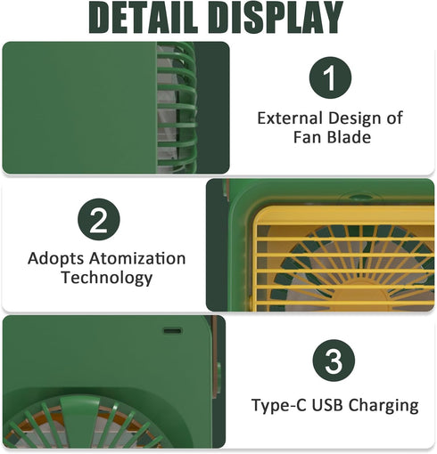 Portable Air Conditioner, 3 Speeds Personal Mini Air Cooler, Desk Small Air Cooling Fan Low Noise USB Powered for Bedroom Desktop Office Home...