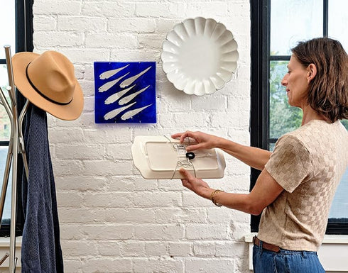 Display Buddie Adjustable Wall Plate Hanger - for Oval Square Round Rectangle Wall Display - Steel - Silicone Hooks - XL Fits 18"-24" up to 8 lbs...