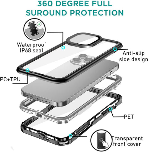 AICase for iPhone 14 Pro Case Waterproof, Clear Water Proof Shockproof Dustproof Snowproof Full Body Rugged Transparent Underwater Phone Case for ...
