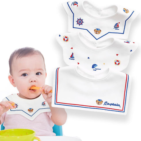 Sailor Baby Bibs 3 Pack 360° Rotate Pure Cotton Newborn Muslin Bibs For Teething And Drooling,Unisex Baby Bibs For Toddler,Adjustable With Snaps,S...