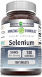 Amazing Formulas Selenium * 50mcg Natural Selenium Yeast * 180 Tablets (Non-GMO) Per Bottle * Promotes Cell Health, Immune Function, Cardiovascula...