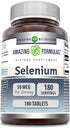 Amazing Formulas Selenium * 50mcg Natural Selenium Yeast * 180 Tablets (Non-GMO) Per Bottle * Promotes Cell Health, Immune Function, Cardiovascula...