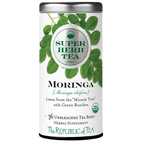 The Republic of Tea — Organic Moringa SuperHerb Tea Tin, 36 Herbal Tea Bags, Naturally Caffeine-Free...
