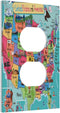 Turquoise USA Map Art Historical Atlas 1 Gang Outlet Covers Duplex Receptacle Device Plug Socket Wall Plate Electrical Faceplate Switchplates Cart...