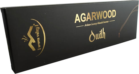 Oud Agarwood Incense Sticks - Artisan Luxury Masala Incense - Handcrafted Long-Burning (75 Minutes) Extra-Thick Sticks - Exotic Divine Scent for H...
