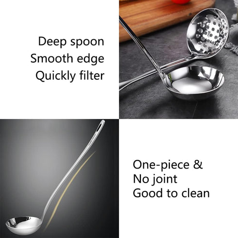 Metal Soup Ladle,18/8 Stainless Steel Ladle Spoon And Strainer Scoop Set Of 2 With Holes,Cooking Utensil For Kitchen...