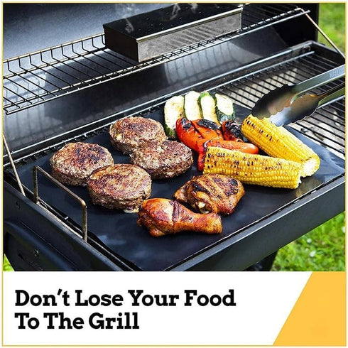 Grill Mat -Heavy Duty Grill Mats Non Stick, BBQ Outdoor Grill & Baking Mats - Reusable, Easy to Clean Barbecue Grilling Accessories - Work on Gas ...