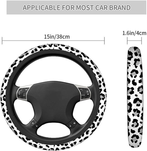 Swono Leopard Print Non-Slip Steering Wheel Cover Wild Animal Snow Leopard Neoprene Car Steering Wheel Covers Grip Automotive Steering Wheel Prote...