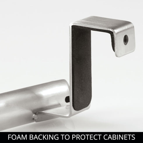 iDesign Axis Curved Over-the-Cabinet Kitchen Bar Holder for Dish and Hand Towels, Pot Holders, 9.75" x 2.75" x 2.5" - Brushed Stainless Steel...