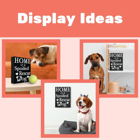 Home of a Spoiled Rescue Dog Wooden Sign, Black and White Dog Lover Decor, Gift for Pet Owners Dog Moms, Made in USA...