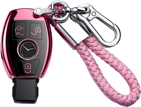 Tukellen for Mercedes Benz Keychains with Key Fob Cover Special Soft TPU Key Case Cover Protector Compatible with Mercedes Benz C E G S M GL CLS C...
