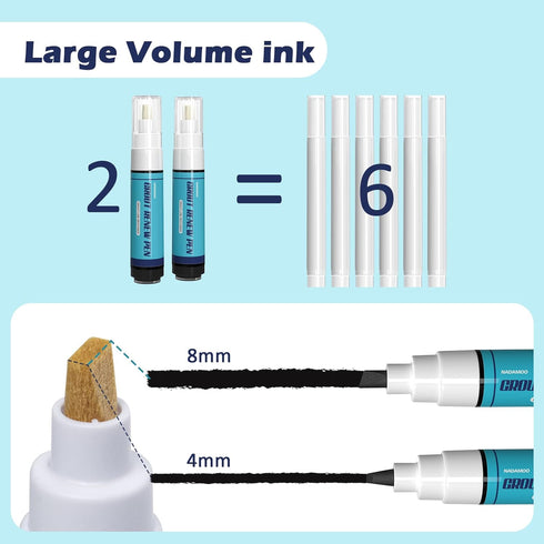NADAMOO Grout Renew Pen Black, 2 Large Size 20ml Tile Grout Paint Pen, Grout Shine Touch Up Repair Marker Tile Gap Coating- Restore Grout Line, wi...