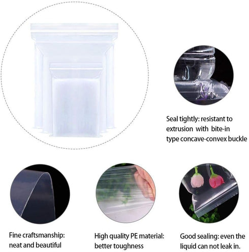 Small Plastic Bags for Jewelry 3 Sizes 300pcs Resealable Zip Bags Clear Zipper Baggies 2 Mil for Beads Board Games Pill Storage 2.4 x 3.5/3.5 x 5/...