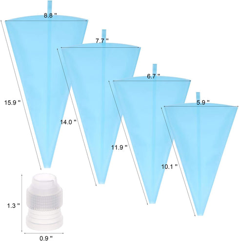 16 Pcs Reusable Pastry Piping Bags Silicone Icing Bags with 8 Coupler for Icing Frosting Decorate Cake, (10,12,14,16 inch)...