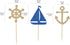 24 Pcs Nautical Theme Glitter Cupcake Picks Cupcake Toppers Food Fruit Picks for Decoration Party Favors...