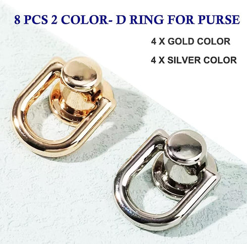 Uayeatye D Rings for Purse Hardware for Bag Making, 8 PCS Metal D Ring and Stud Screw, 360 Degree Rotatable D Rings for Purse, Bag Hardware, Dog B...