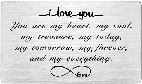 Engraved Wallet Insert Card, I Love You Forever, Anniversary Card Gifts, Soulmate Gifts for Him Her, Gifts for Boyfriend Husband, Valentine's Gift...