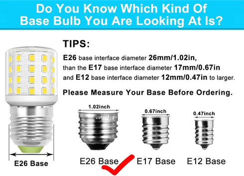 LED Appliance Light Bulb for Refrigerator Fridge Freezer 4W (40W Equivalent) E26 Medium Base Compact T10 Tubular A15 AC100-265V Floor Lighting Dec...