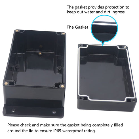 Junction Box, Zulkit Project Box Waterproof Dustproof IP65 ABS Universal Electrical Boxes Enclosure with Fixed Ear Black 6.30 x 4.33 x 3.54 inch (...
