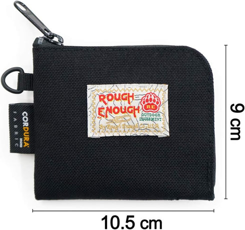Rough Enough Small Coin Purse Pouch Slim Credit Card Holder Wallet for Men Women Teen Boys with Neck Lanyard Keychain Zipper in Black Cordura...