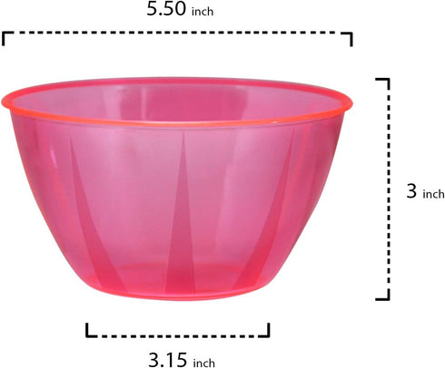 Party Essentials Hard Plastic 24-Ounce Small Serving Bowls, Neon Pink, 6-Count...