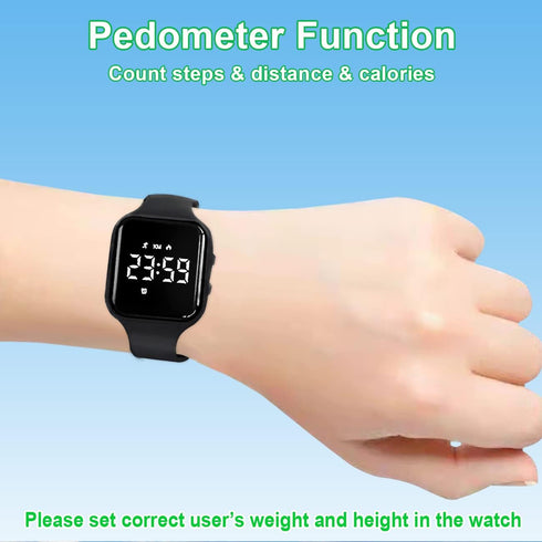 Fitness Pedometer Watch for Boys Girls, Kids Fitness Tracker Without App/Bluetooth/Phone, Rechargeable Kids Watch, LED Sports Watch with Alarm Clo...