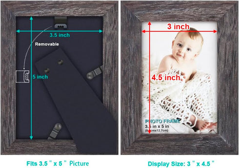 RPJC 3.5x5 inch Picture Frame Made of Solid Wood High Definition Glass for Table Top Display and Wall Mounting Photo Frame...