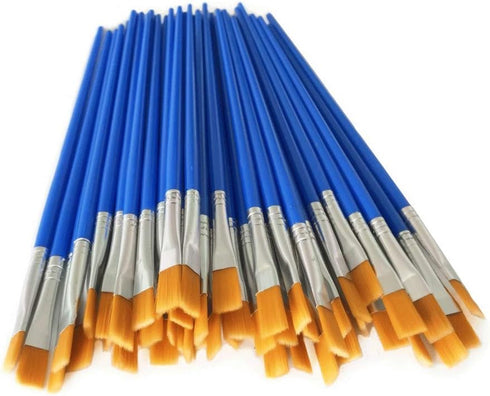 30Pcs Small Paint Brushes Bulk Kids Flat Nylon Hair with Wooden Handle Acrylic Oil Watercolor Painting Brushes for Students, Children and Adult...