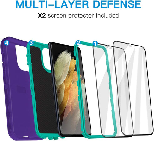 AICase for Galaxy S21 Plus Case with Screen Protector, Heavy Duty Drop Protection Full Body Rugged Shockproof/Dust Proof 3-Layer Military Grade To...