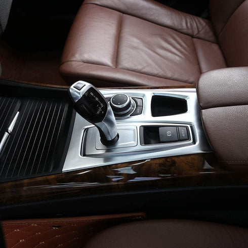 Acouto Gear Shift Box Panel Cover Trim for X5 E70 2010-2013 for X6 E71 2008-2014 Electroplating Center Console Gear Shift Box Panel Frame Cover Ca...