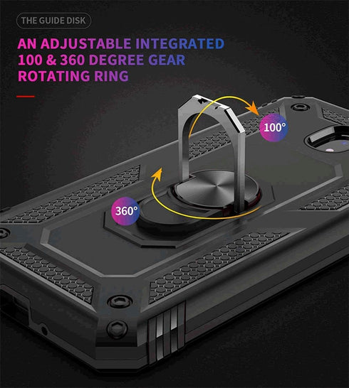 TJS Phone Case Compatible with Samsung Galaxy J7, Metal Ring Magnetic Support Protector Cover (Blue)...