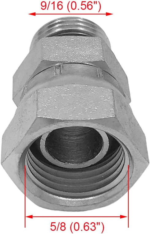 (2-PACK) 6900-06-06-O Hydraulic Adapter Fitting 3/8" Male O-Ring Boss (9/16"-18UNF)×3/8" NPSM Female Pipe Swivel (3/8"-18NPSM) Straight Joints Car...