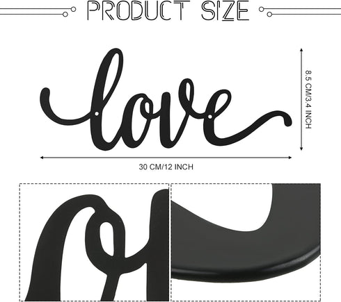 Metal Wall Decor Rustic Letter Signs Black Wall Art Hanging Word Cutout Decoration for Home (Love Style)...