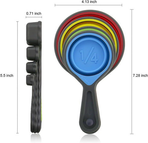 leepiya Measuring Cups and Spoons set, Collapsible Measuring Cups, 8 piece Measuring Tool Engraved Metric/US Markings for Liquid & Dry Measuring, ...