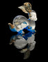 Garden Deco Glow in The Dark Blue Gloden RABIT Hand Blown Art Glass Figurine Ornament Sculpture s...