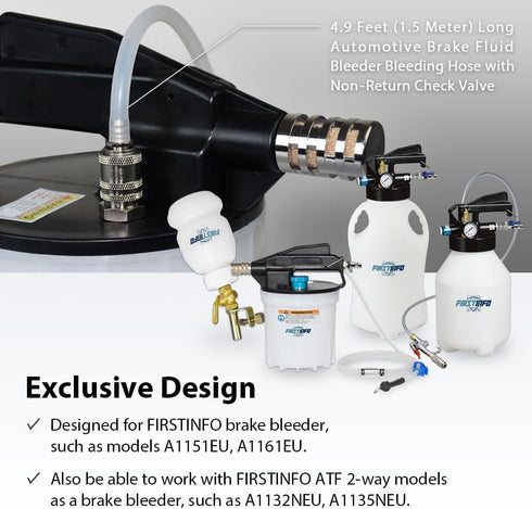 FIRSTINFO A1151G 4.9 Feet (59 inches) Long Automotive Brake Fluid Bleeder Bleeding Hose with Non Return One Way Check Valve for FIRSTINFO Brake Bl...