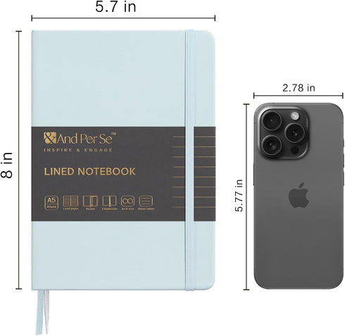 &And Per Se Lined Journal Notebook, 160 Pages, A5 5.7 x 8 inches College Ruled Thick Paper Notebook Journals for Writing, Hardcover Notebooks for ...