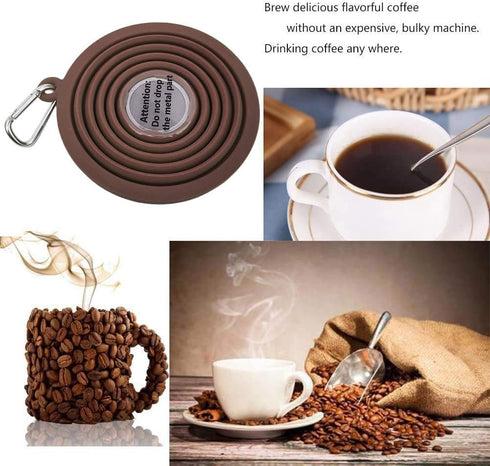 Collapsible Coffee Dripper Pour Over Coffee Filter, Silicone Reusable Coffee Maker,Paperless Coffee Brew Maker,Dishwasher Safe,Carabineer for Hiki...