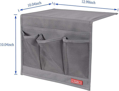 Bedside Storage Organizer, Table Cabinet Bedside Organizer Caddy for Remotes Phone Glasses (Classic 4 Pockets-Grey)...