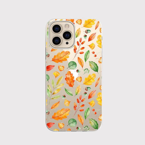 Blingy's for iPhone 13 Pro Case (6.1 inch), Women Girls Cute Autumn Leaves Pattern Fun Fall Style Transparent Soft TPU Protective Clear Case Compa...