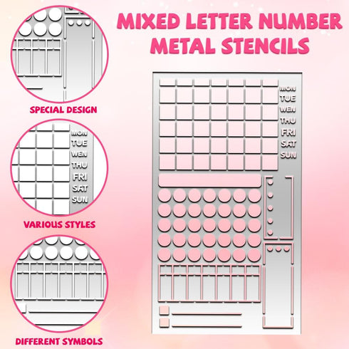 Journal Metal Stencils Dot Planner Stencils Week Bullet Calendars Stencil Notebook Diary Scrapbook Drawing Template Stainless Steel Stencils 4x7" ...