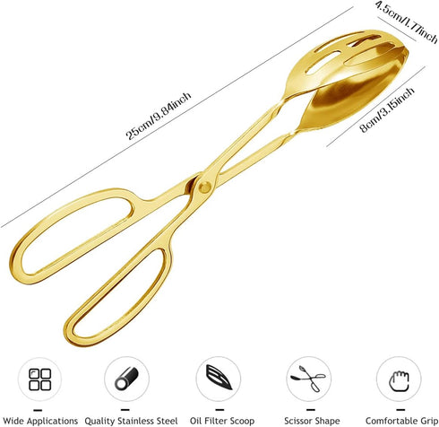 2 Pieces Buffet Salad Tongs for Kitchen Serving and Cooking, Stainless Steel Food Scissor Tongs, Catering Utensil for Bread Cake Bake Steak Barbec...