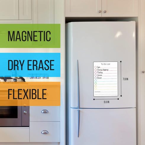 Dry Erase Small Magnetic to Do List White Board for Fridge A5 - Lined Dry Erase Todo List for Refrigerator - Daily Magnetic Planner - Mini Whitebo...