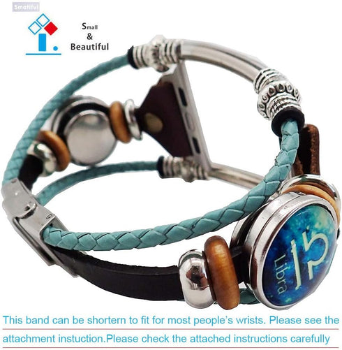 Personalized Bands for Woman,Sport Stainless Steel Band Compatible with Latest Apple Watch Series 1/2/3/4/5 38mm 40mm,Turquoise Color Ropes,Glass ...