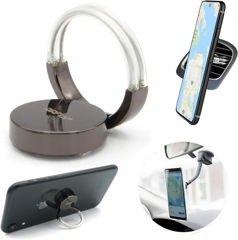 AirFly Phone Finger Ring Holder, 4 in 1, Universal Metal Phone Ring, Table Stand Kickstand, Car Vent Mount, Finger Grip Compatible All Smartphones...
