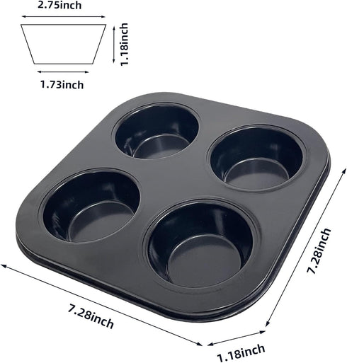 Muffin Tray Cupcake Baking Pan, 4-Cup Nonstick Carbon Steel Muffin Tins Non-Stick Cupcake Tin Bakeware Accessories for Baking Cupcakes Muffin Brow...