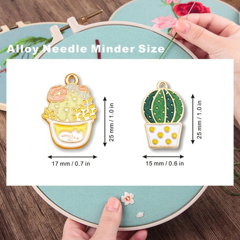 Needle Minder Magnetic for Cross Stitch,Cactus Keepers Sewing and Embroidery Kit,Set of Pin Holders Crafts Needlework Supplies?2 PCS?, Green, (csl...