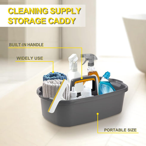 Cleaning Caddy, Cleaning Caddy Organizer with Handle, Plastic Tool Storage Cleaning Supply Caddy for College Dorm, Kitchen, Garden, Under Sink,Gra...