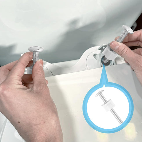 2pcs Universal Silver Toilet Seat Bolt, Stainless Steel Toilet Seat Bolts Screws Set Heavy Duty Toilet Seat Accessories Bathroom Replacement Parts...